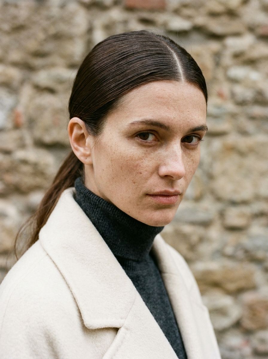 Sleek Low Ponytail mit Mittelscheitel - Winterfrisuren für lange Haare